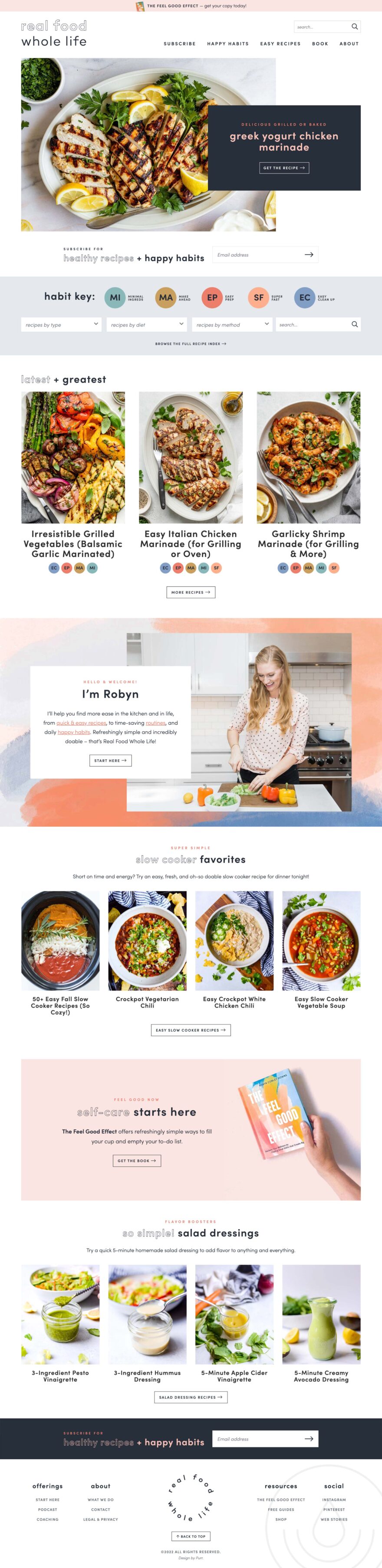 Real Food Whole Life Homepage screenshot